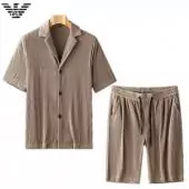 2021 armani Tracksuit manche courte homme shirt and short sets ea2024 brun